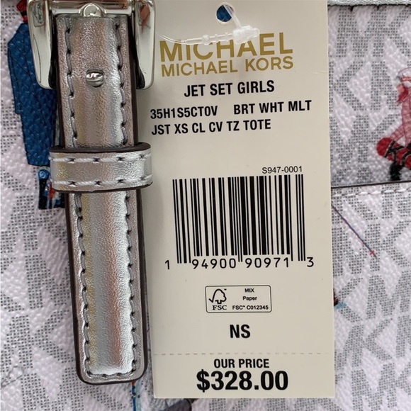 Michael Kors Jet Set Girls Print White Signature XSMALL Carryall Top Zip… - Picture 16 of 16